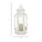 8" White Metal Victorian Lantern with Floral Cutouts